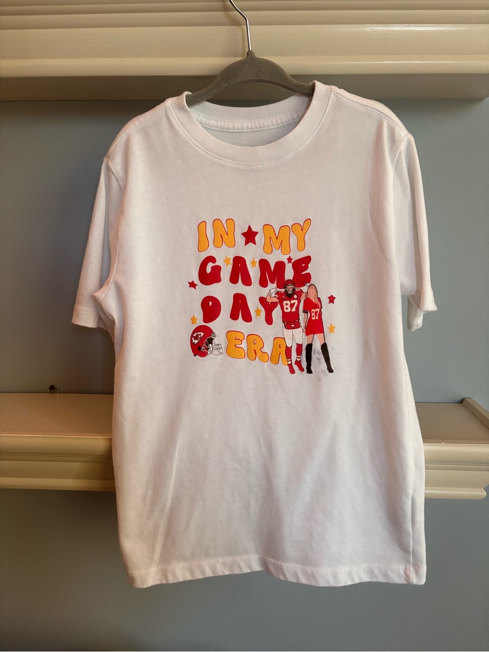 wonder nation White Tee with Red and Yellow Game-Day Graphic